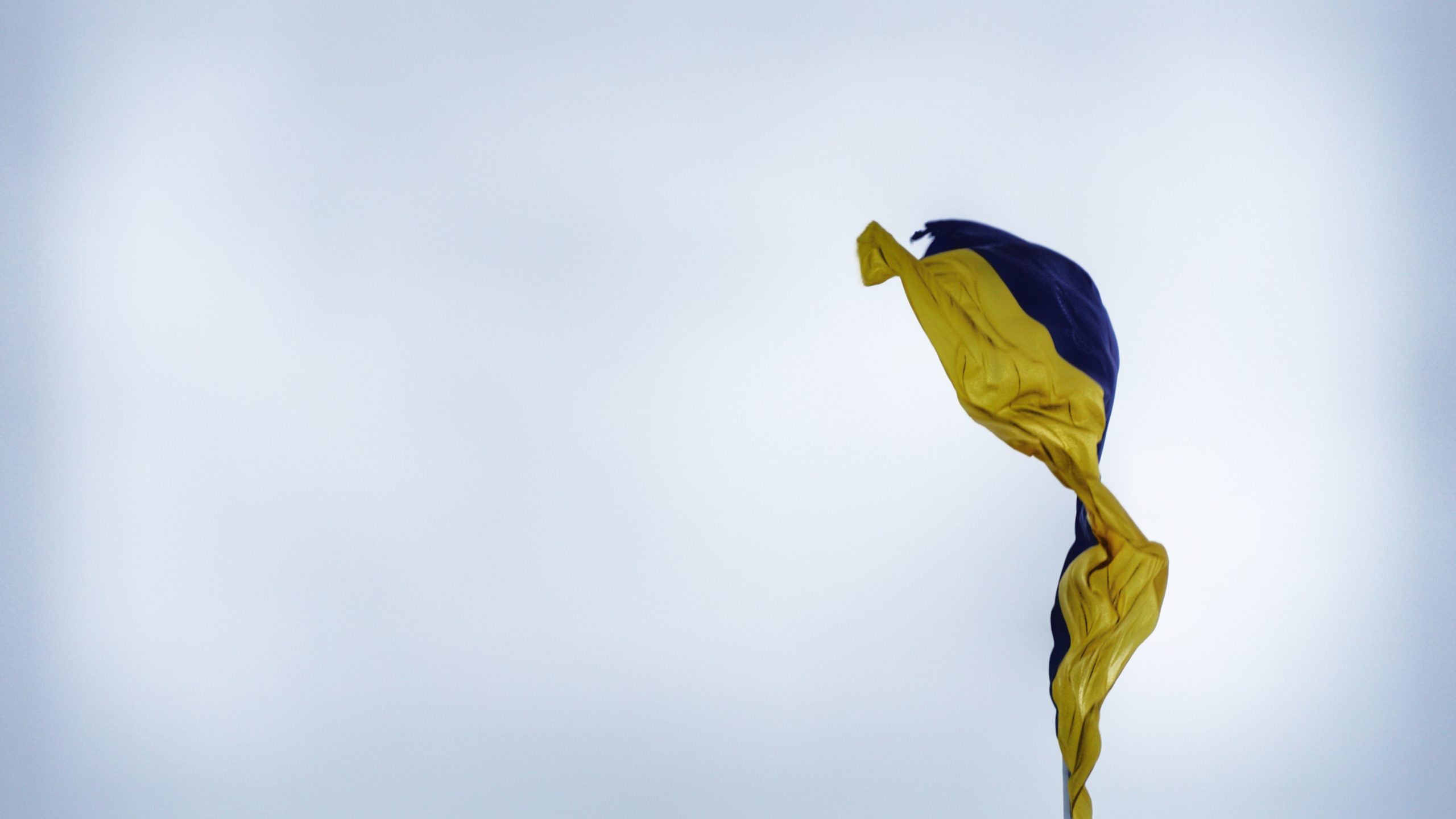 Ukrainian flag floating in the sky