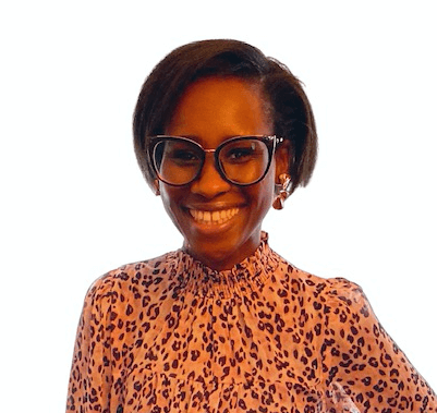 woman in glasses smiling